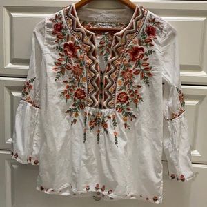Johnny Was cotton embroidered shirt